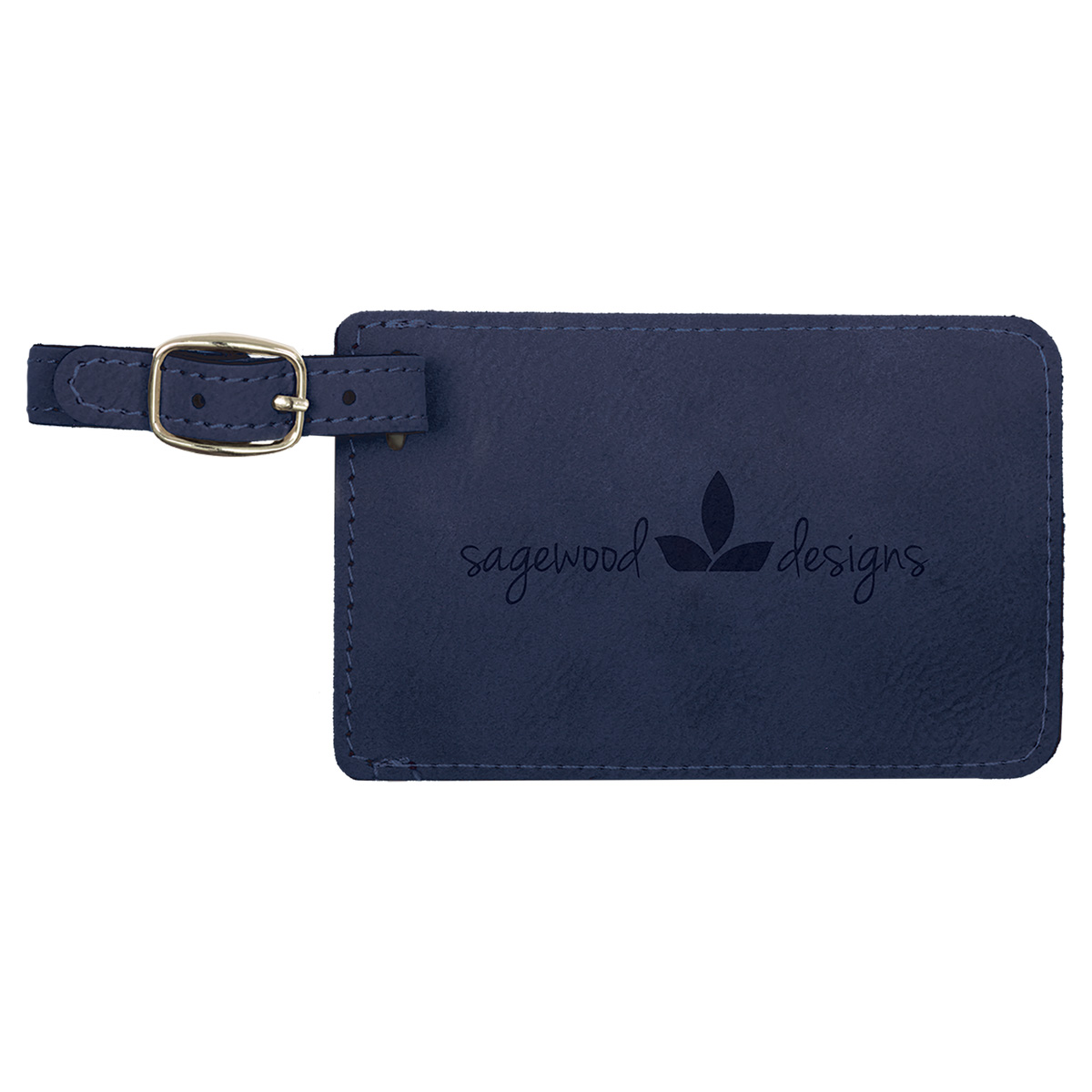 Blue/Black Leatherette Luggage Tag