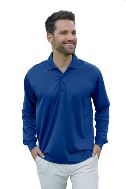 Vansport Omega Long Sleeve Solid Mesh Tech Polo 11