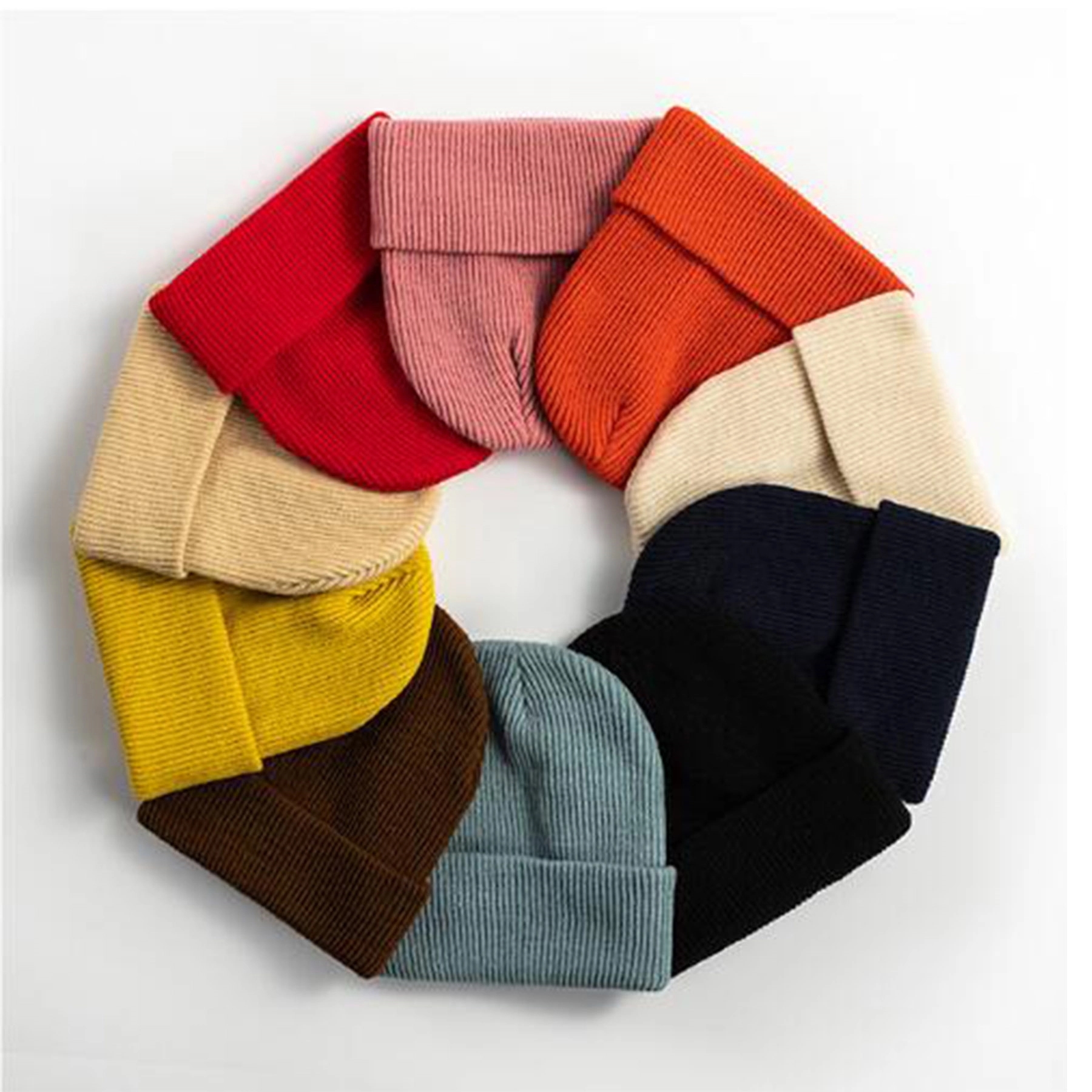 Acrylic Beanie With Cuffs Custom Winter Cap Embroidery