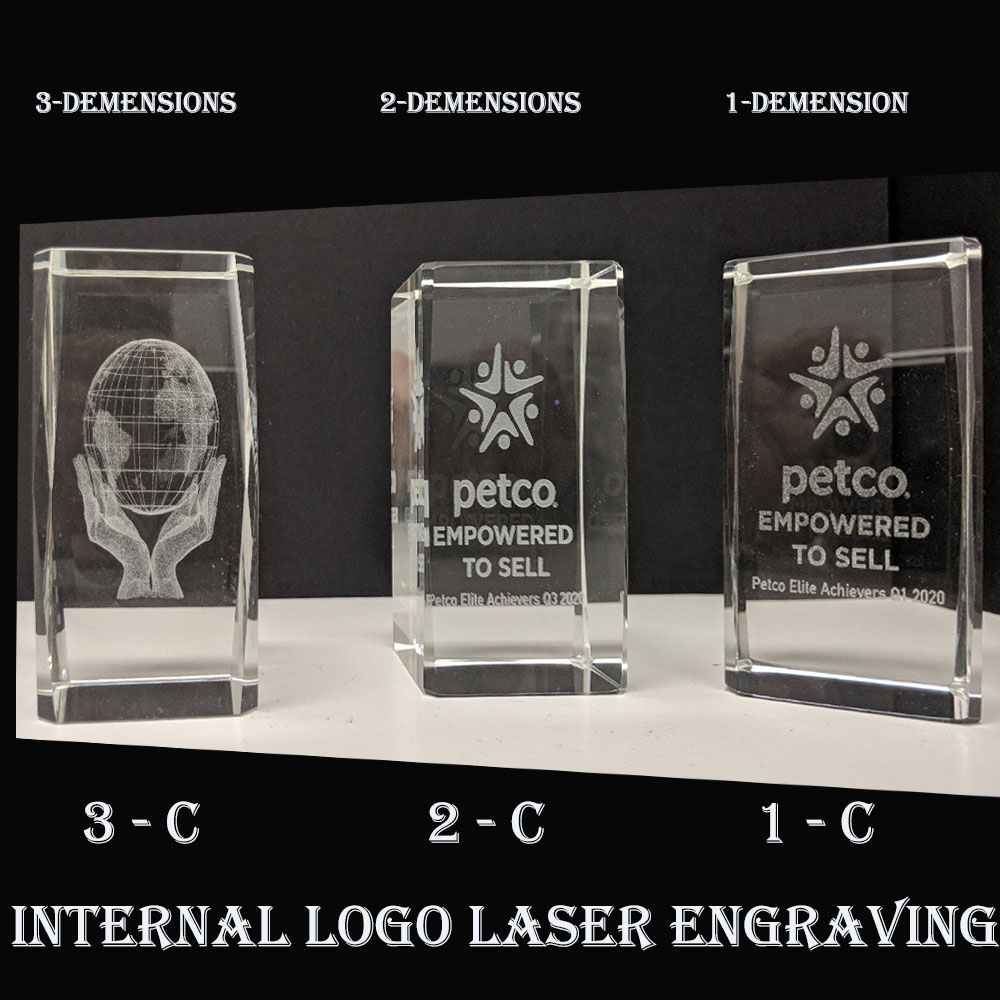 CRYSTAL BLOCK INTERNAL 3D LOGO ENGRAVED. 3