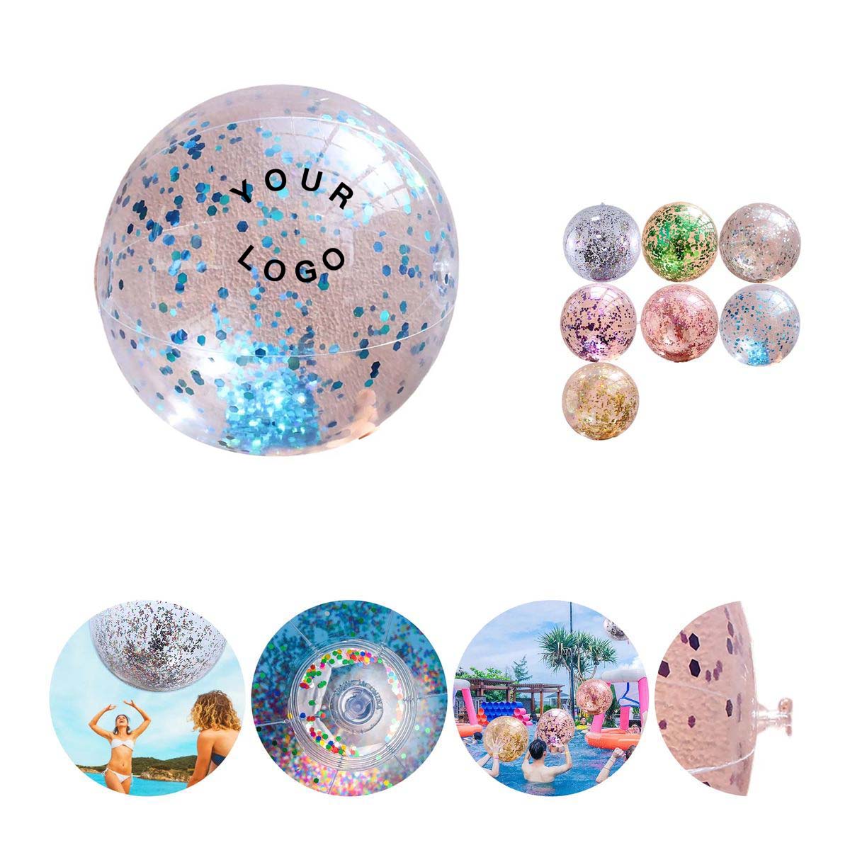 Transparent Glitter Beach Ball Pool Party 8