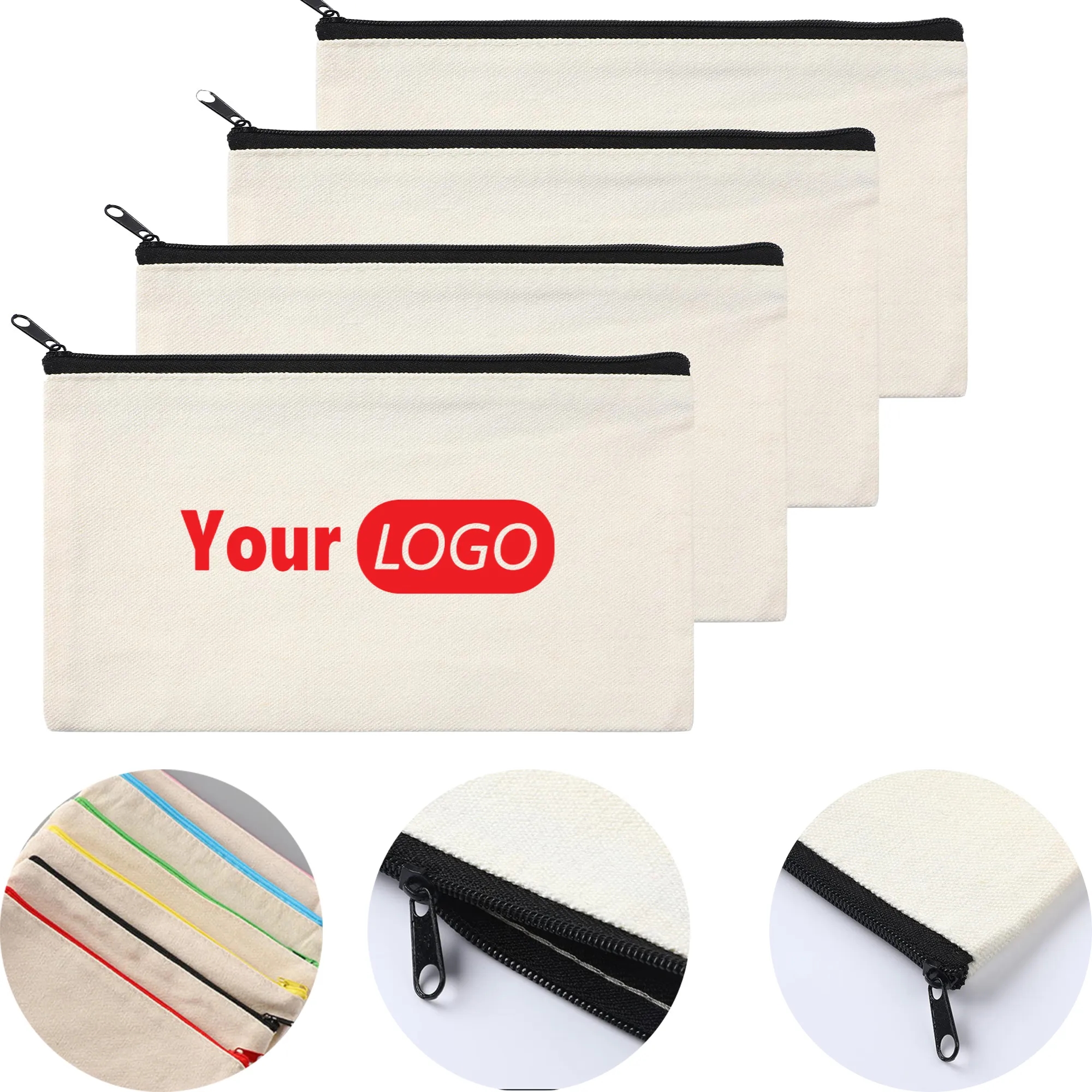Canvas Zipper Pouch Blank Pencil Case Makeup Cosmetic Bag 2