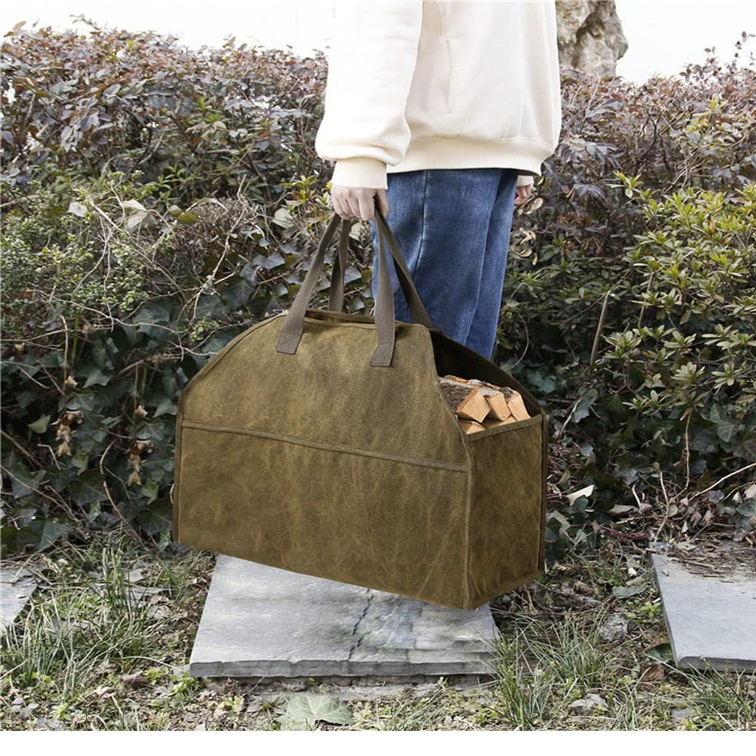 Portable Wood Firewood Canvas Bag 5