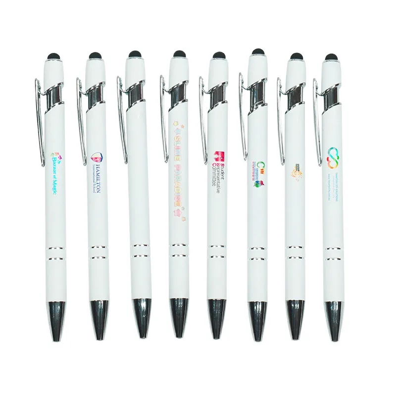 Ellipse Softy White Barrel Metal Pen with Stylus 2