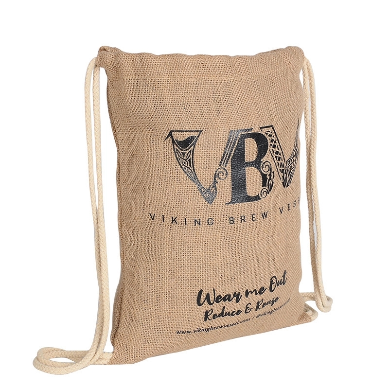 Natural Jute Drawstring Backpack 4