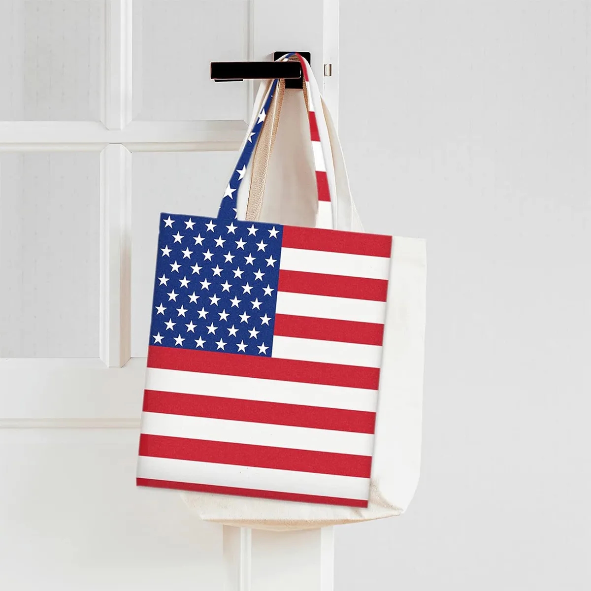 Independence Day Patriotic Canvas Grocery Shopping Tote Bags, custom tote bag with logo imprint 6