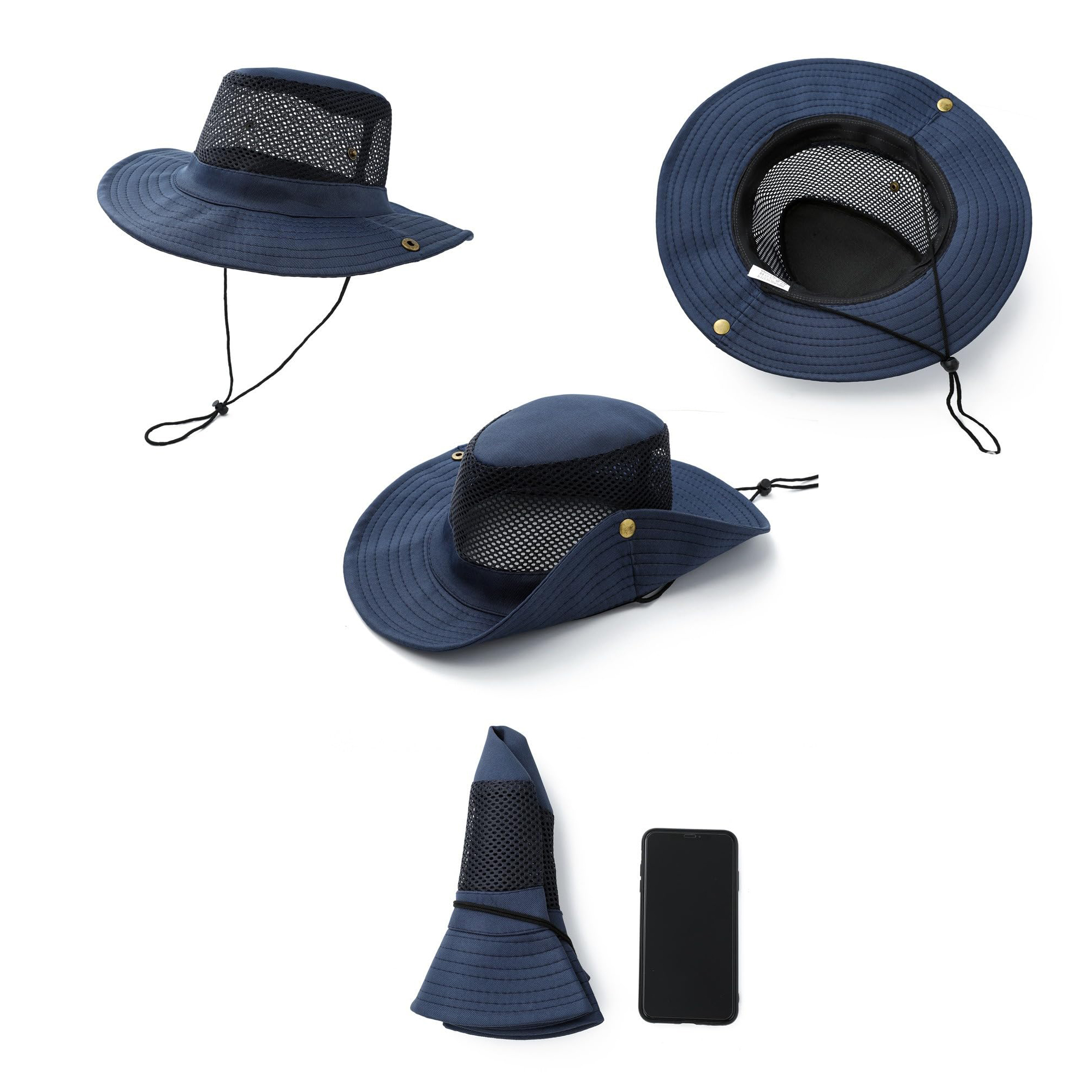 Foldable Bucket Hat with Mesh Top and Wide Brim 7