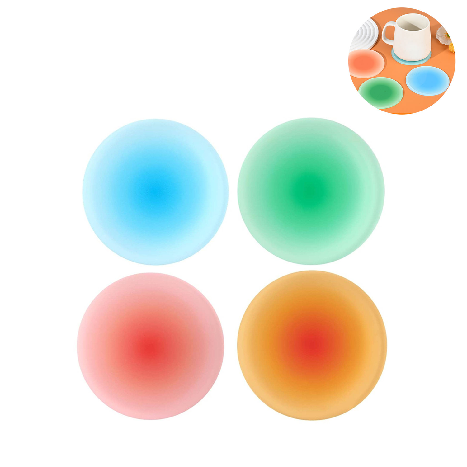 4 PCS Acrylic Round Gradient Cup Coaster Set 6