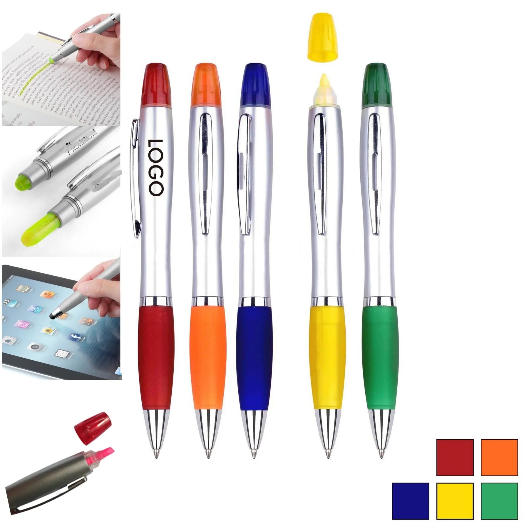 3-in-1 Multi-Function Highlighter Ballpoint Stylus Pen 8