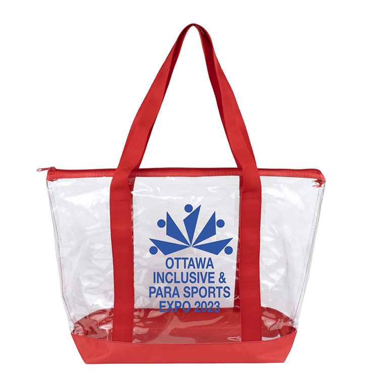 19"W x 13 ½"H x 6"Gusset - "BONDI" Jumbo Clear Zippered Tote Bag 25