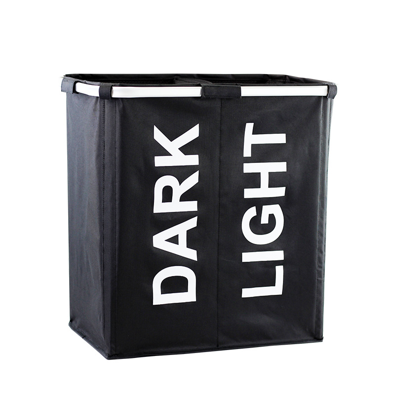 Collapsible Laundry Hamper Basket w/ 2 Sections 8