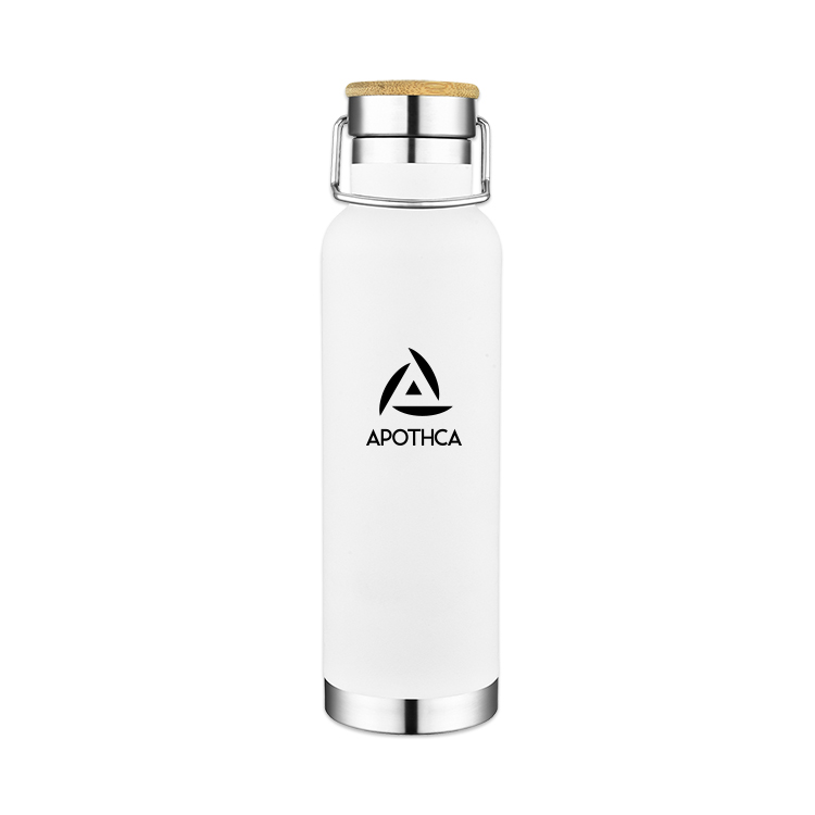 22 Oz. Double Wall Vacuum Bottle with Bamboo Lid, custom water bottle with logo imprint 6