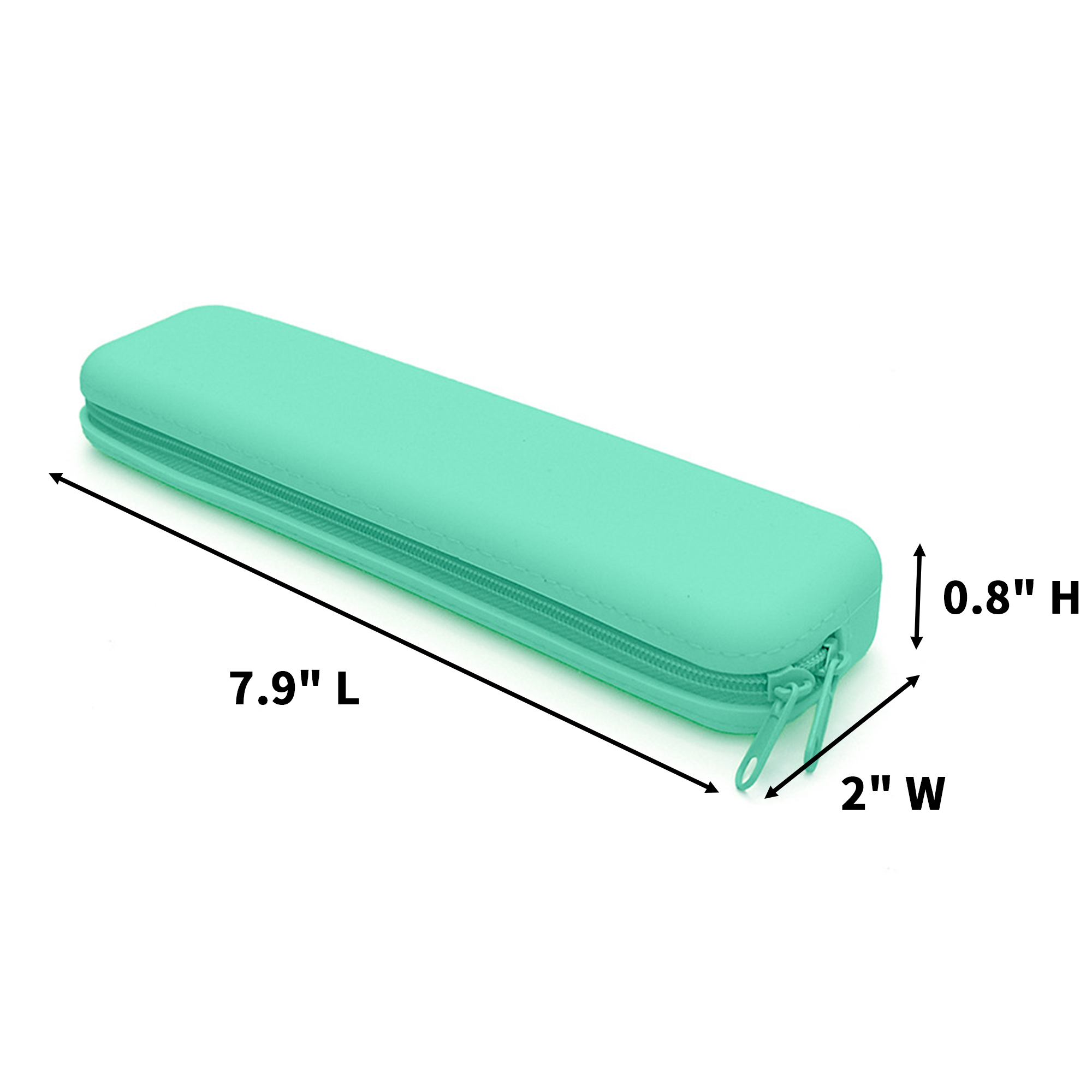 Silicone Pencil Case With Zipper Slim Storage 7.9" Length 9