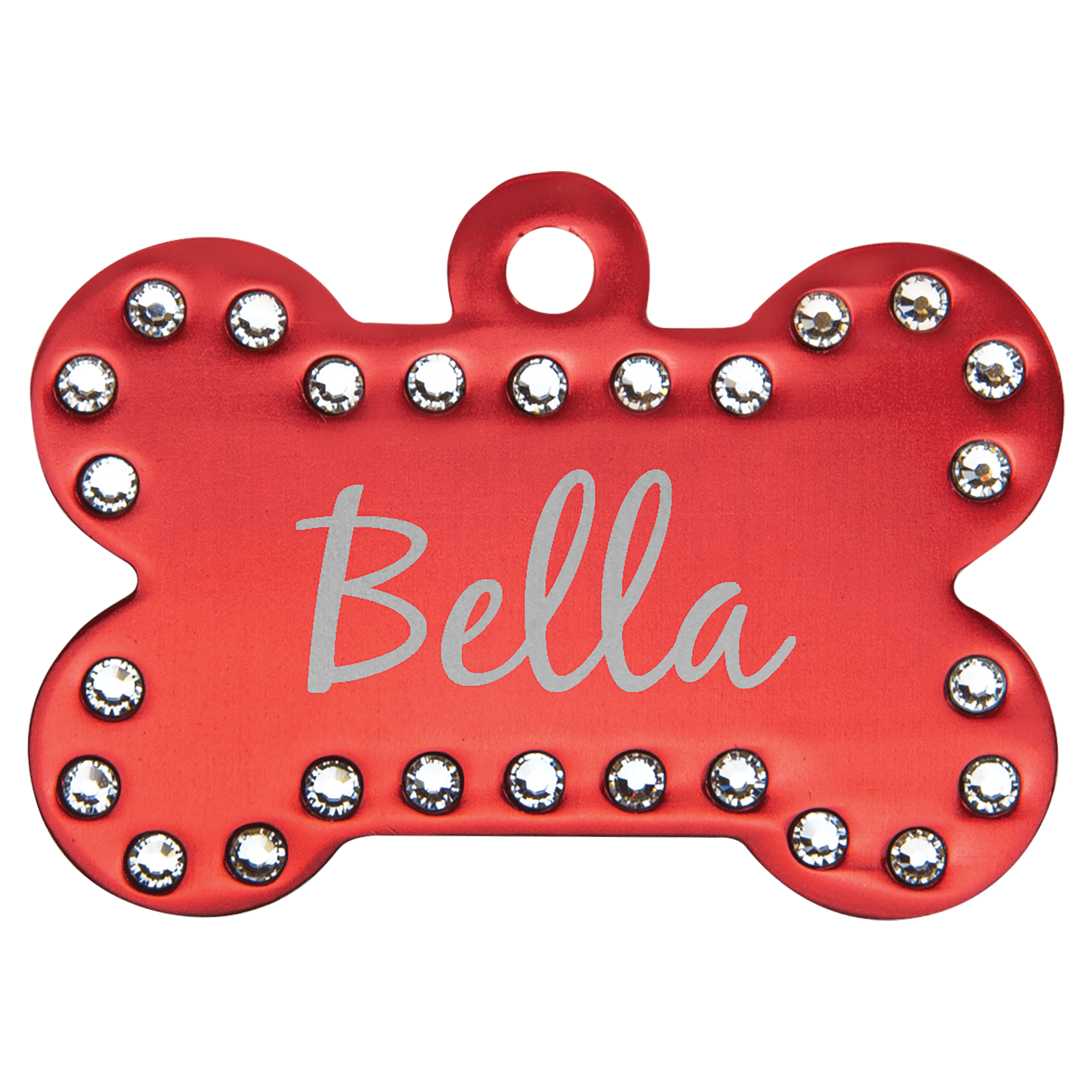 1 1/2" x 1" Red Anodized Aluminum Swarovski Bling Bone with Tab 1
