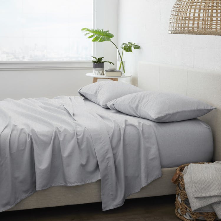 Flannel Bed Sheets - Light Gray King 4 Set 1