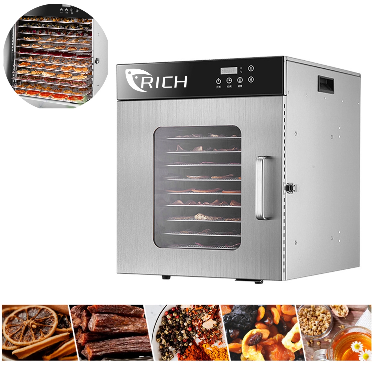 Food Dehydrator For 15 Stainless Steel Trays 2