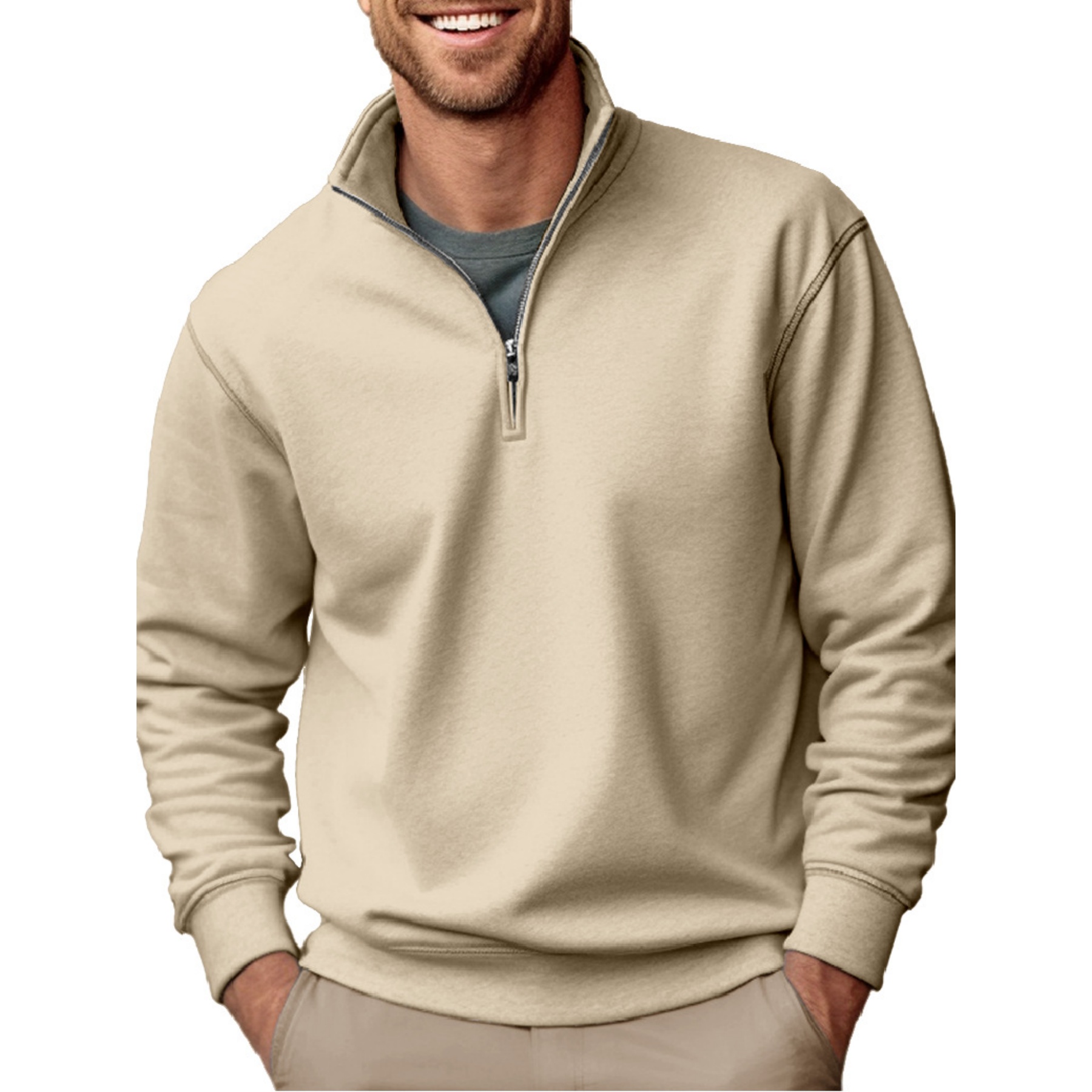 Men's Fashion Quarter Zip Pullover, custom hoodie or sweatshirt with logo imprint 3
