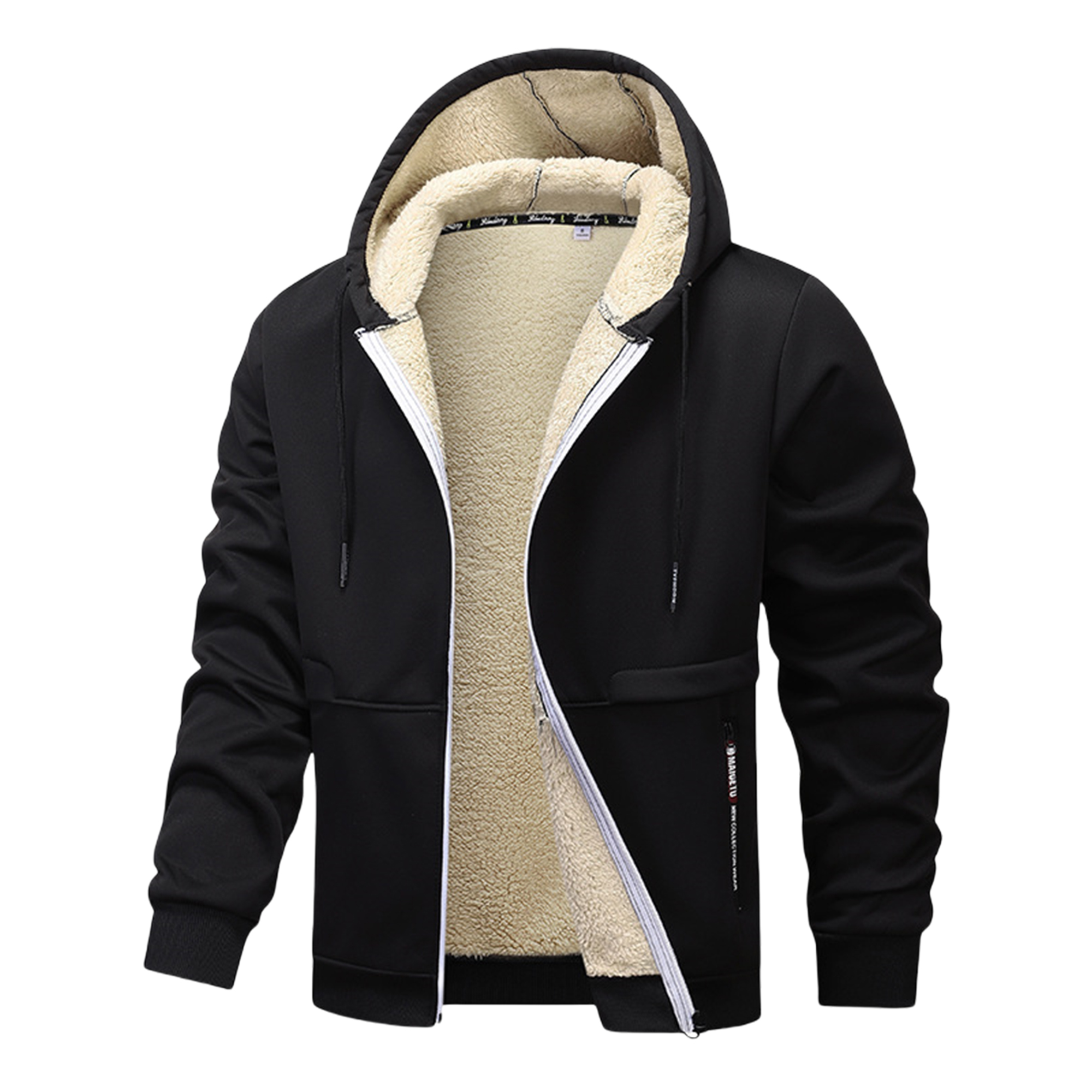 Men's Winter Fleece Hooded Thickened Sherpa Pullover Sweatshirt Oversized Trendy Coat, custom hoodie or sweatshirt with logo imprint 10