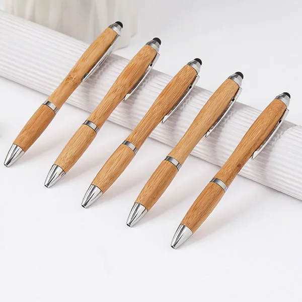 Bamboo Ballpoint Pen With Stylus 1