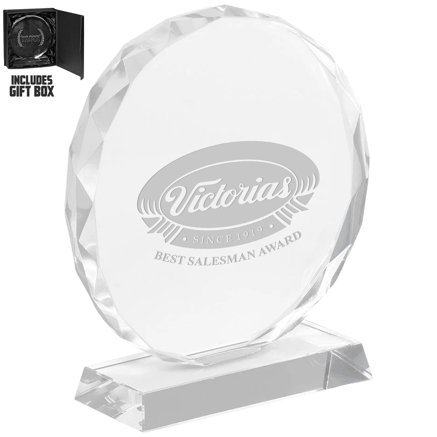 Round Edge Branded Crystal Glass Awards 1