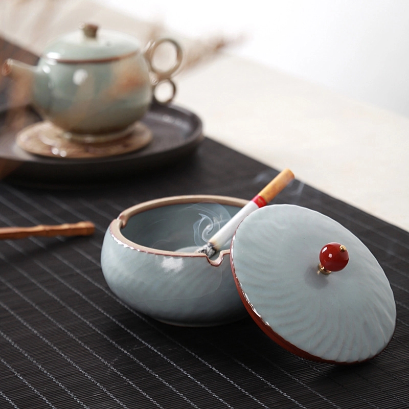 Custom Handmade Ceramic Ashtray With Lid 10
