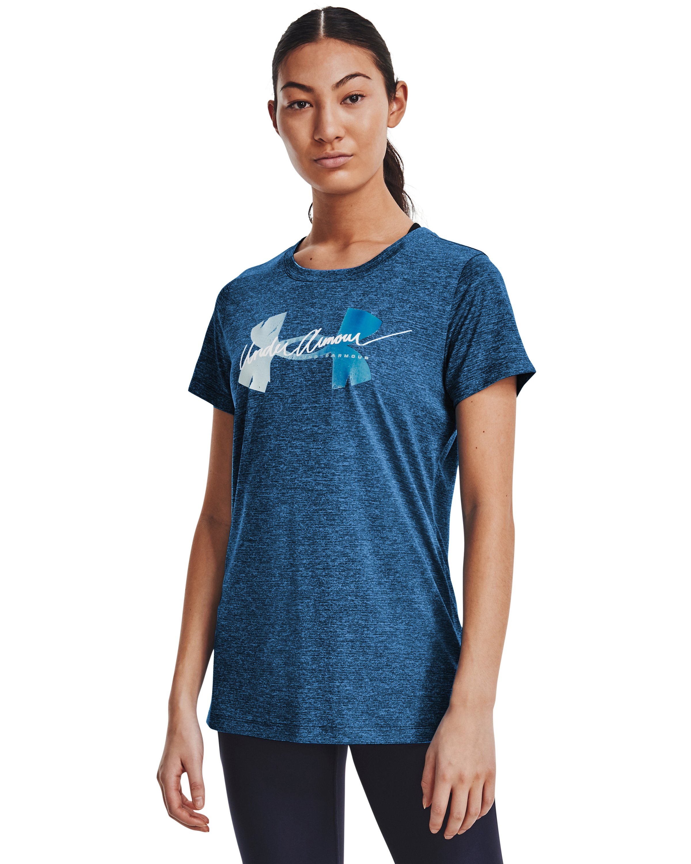 Women's UA Tech Twist Script Logo Short Sleeve 2