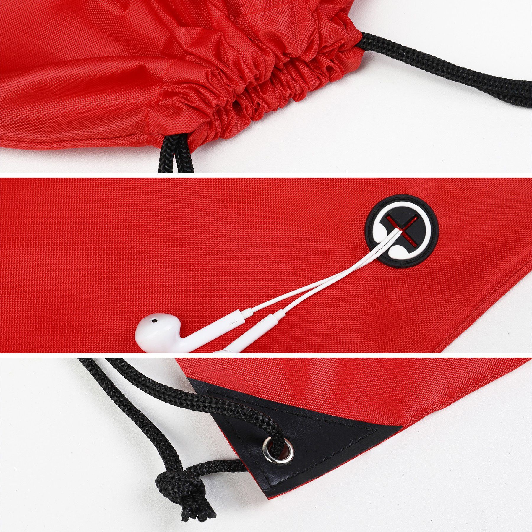 420D Heavy Duty Drawstring Backpack With Front Zipper 4