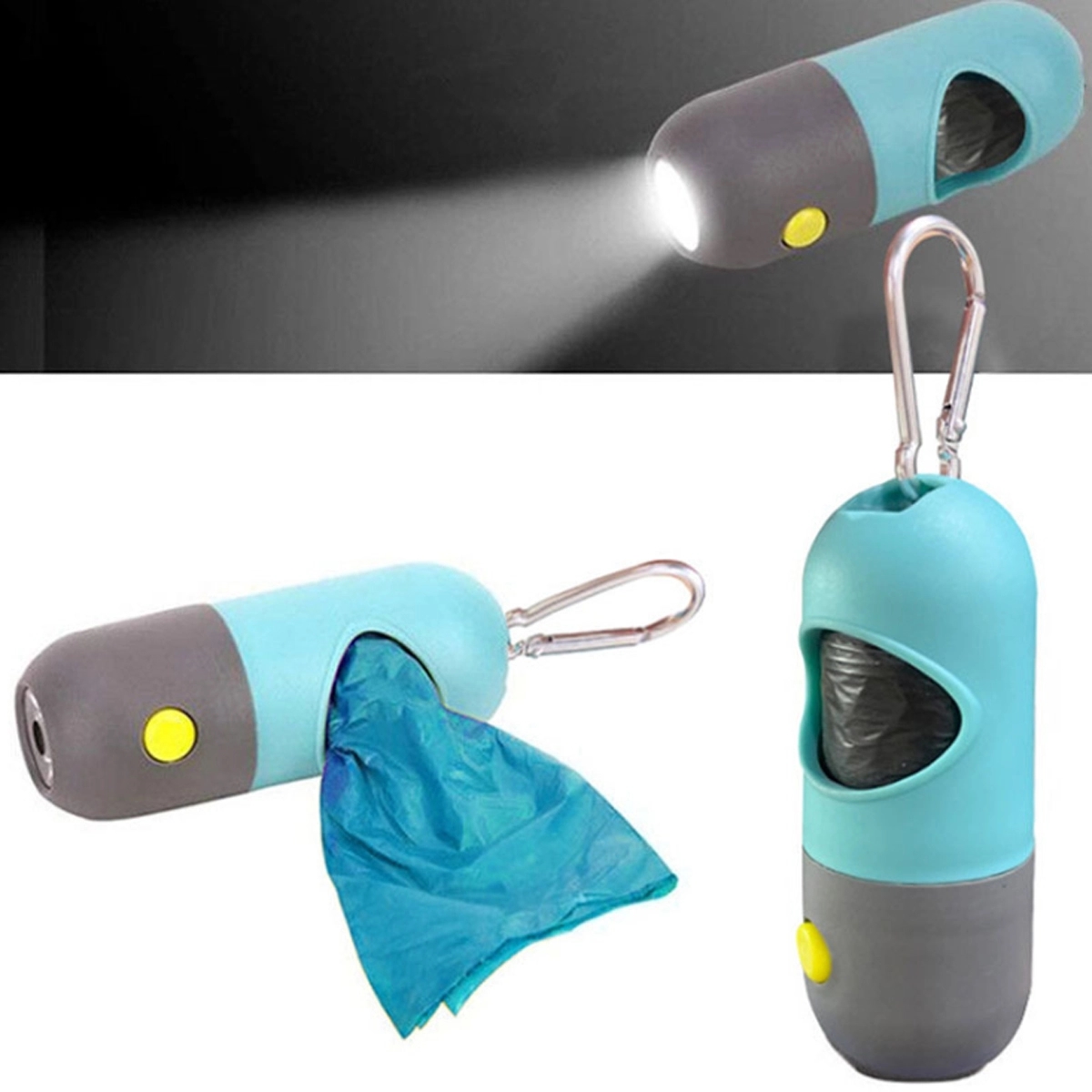 Dog Poop Waste Bags Holder with LED Flashlight 2