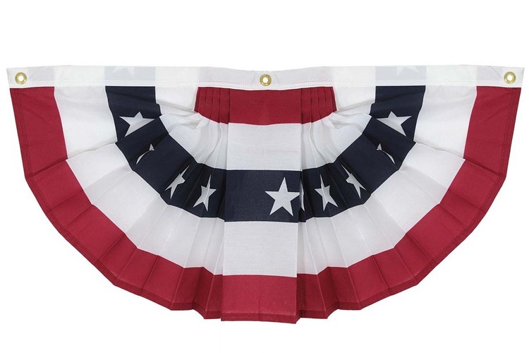 36"x72" Cotton Decorative Bunting Pleated Fans With Stars Header & Grommets 1