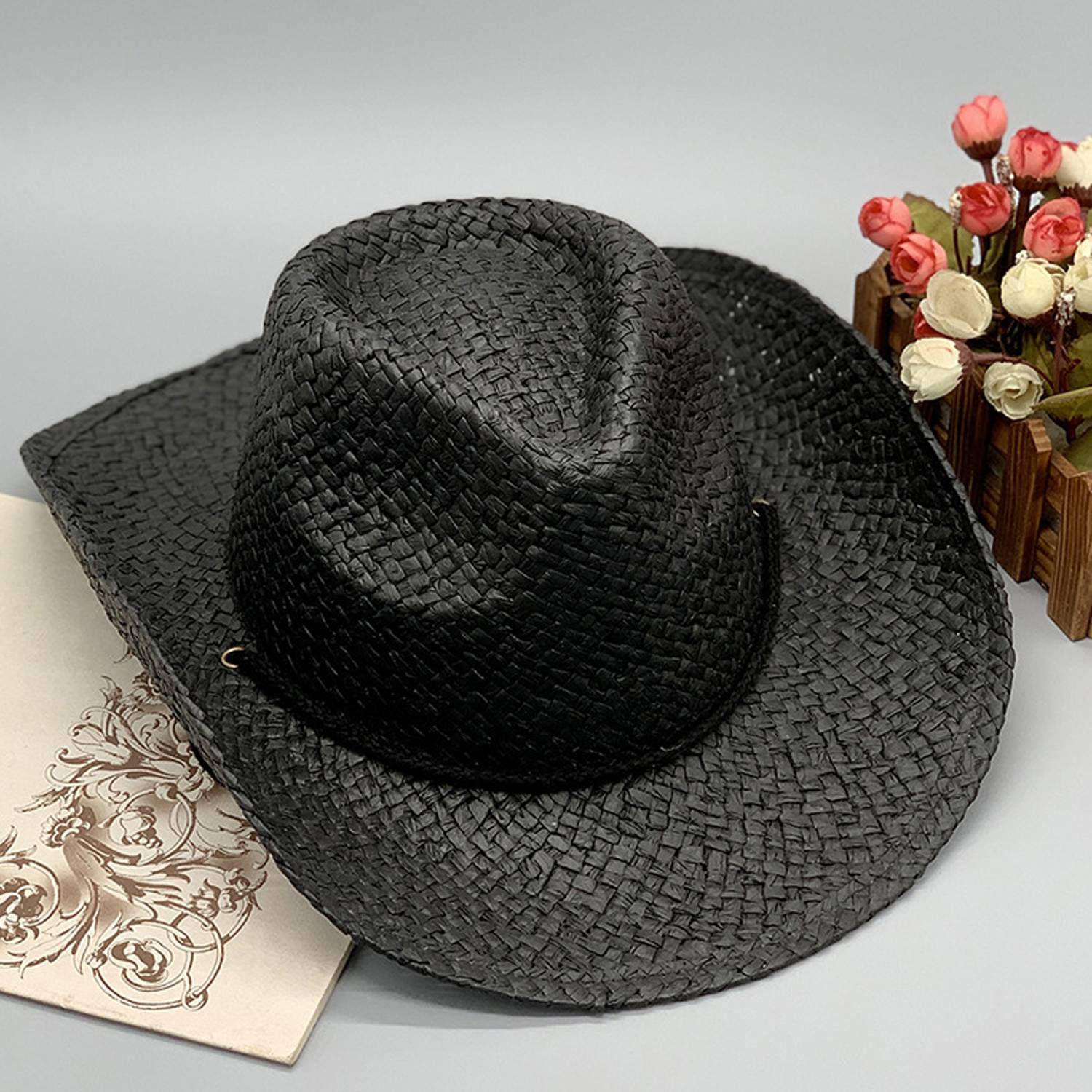 Men And Women Pull Grass Hand Woven Western Cowboy Hat 2