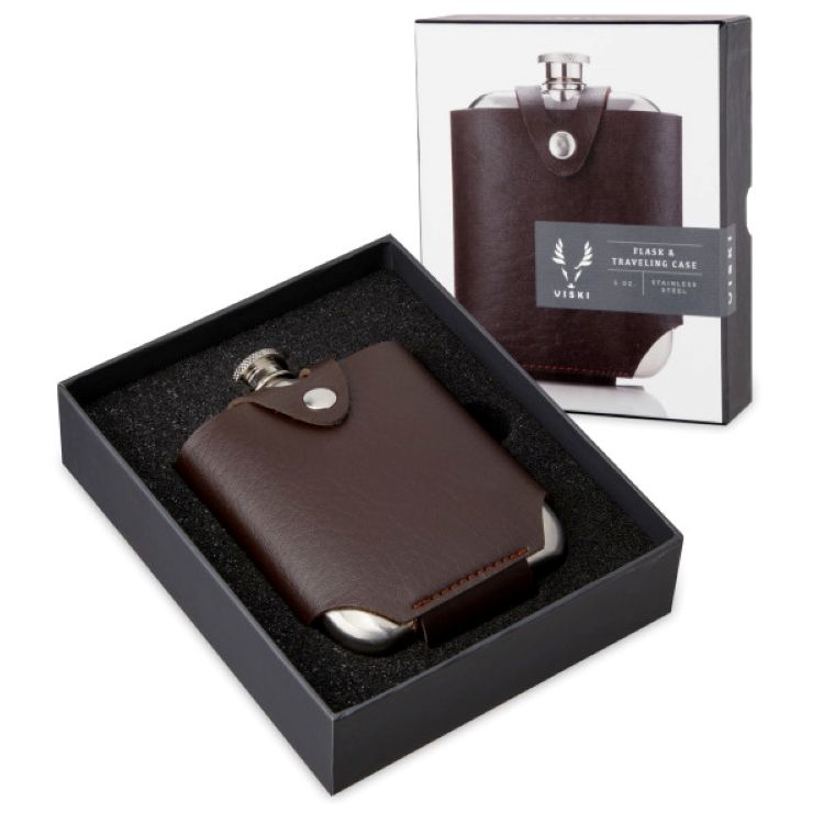 Viski® Stainless Steel Flask and Traveling Case 12