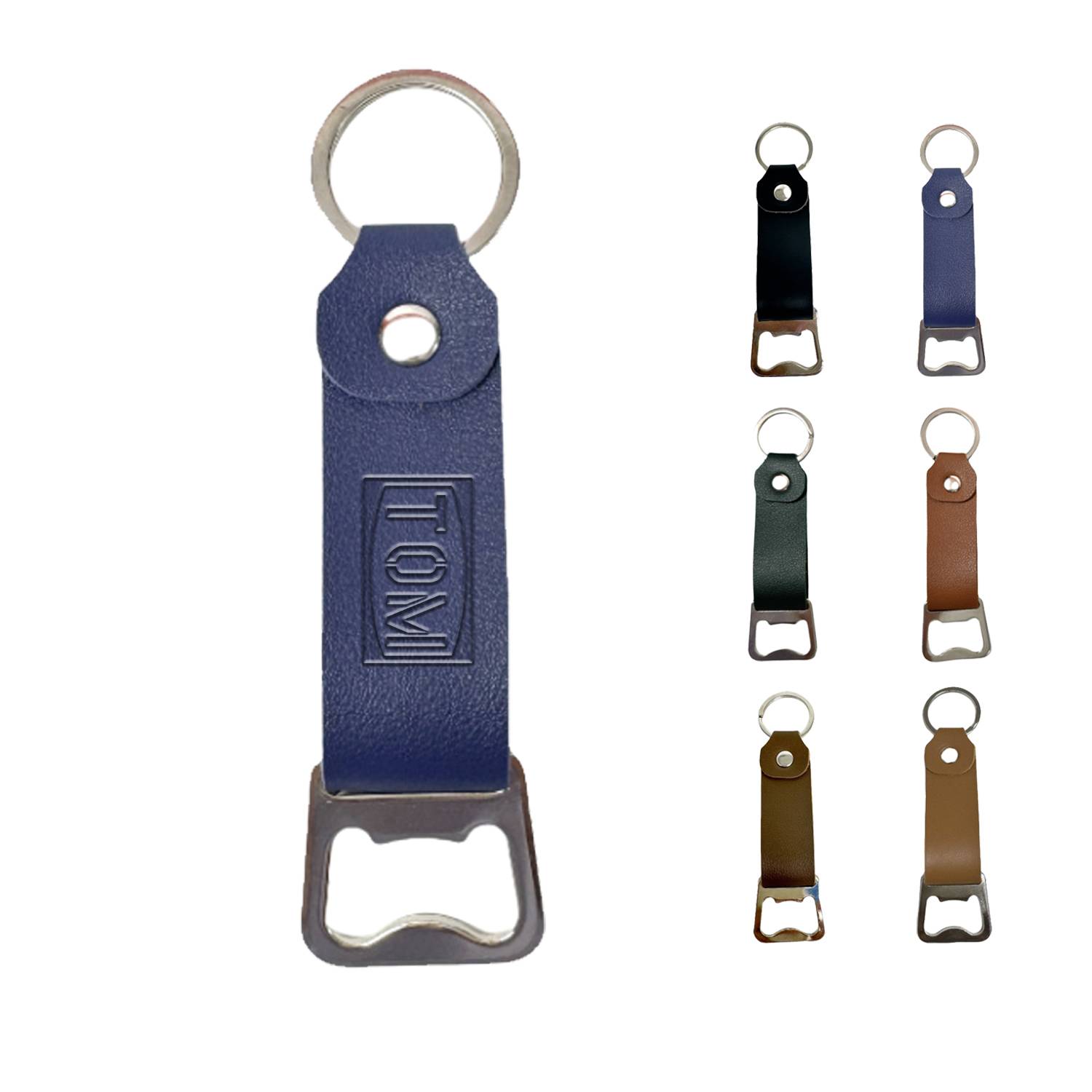 Portable Leather Stainless Steel Bottle Opener Keychain 3