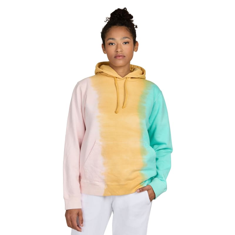 US Blanks Unisex Made In USA Rainbow Tie-Dye Hooded Sweatshirt 3