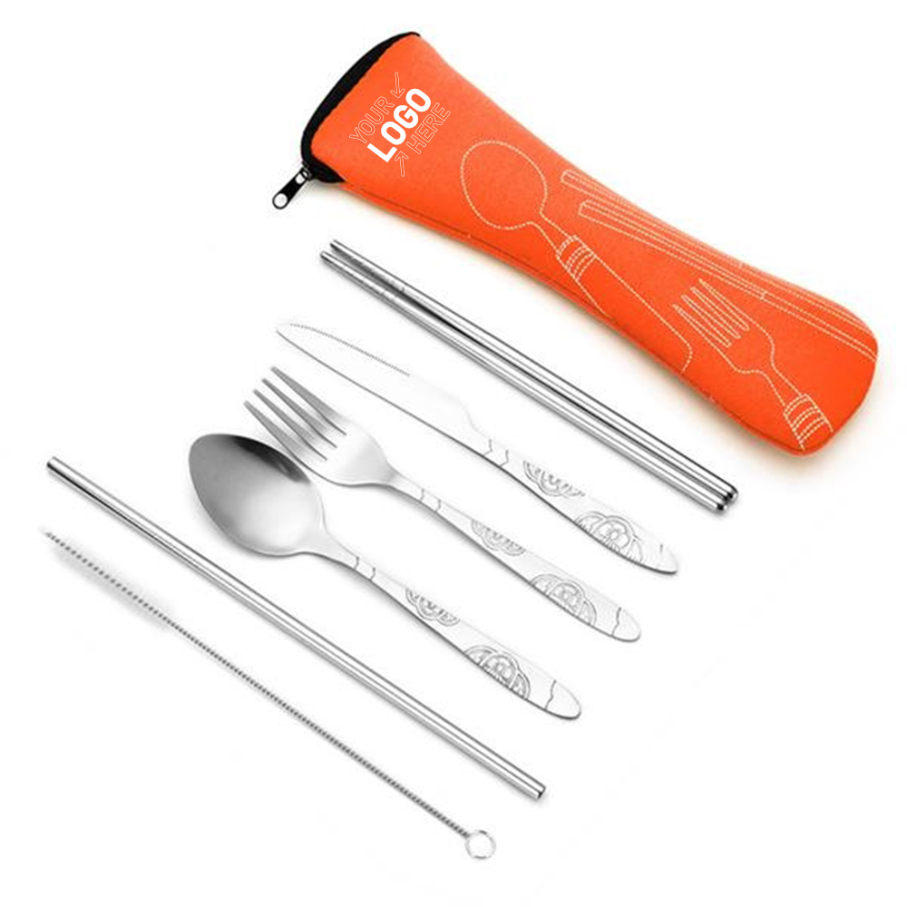 travel stainless steel cutlery bag set 4