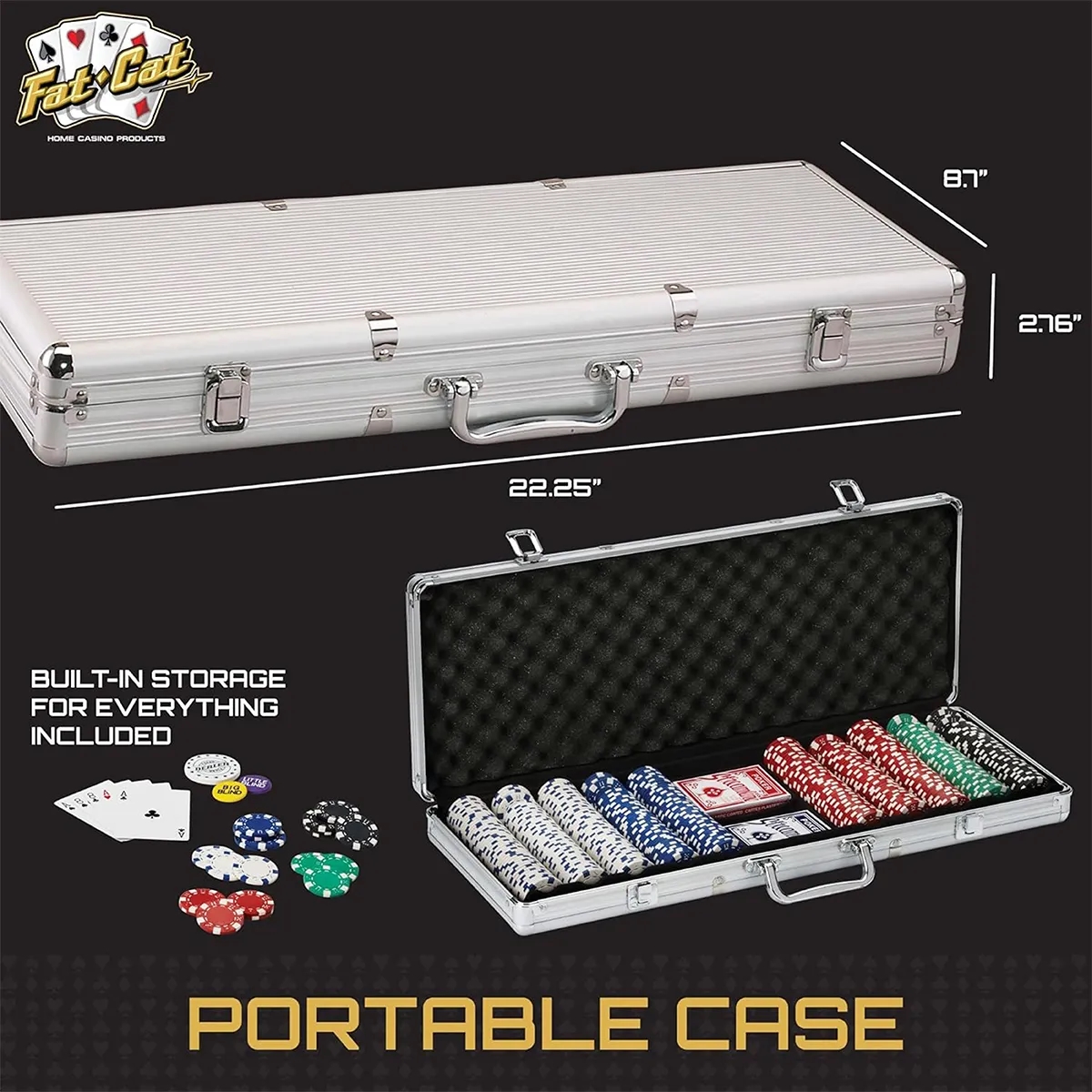 500 Striped Dice Chips Poker Set With Aluminum Case 4