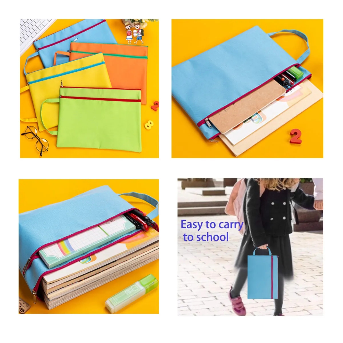 Portable A4 Handle Zipper File Bags All Over Printing 5