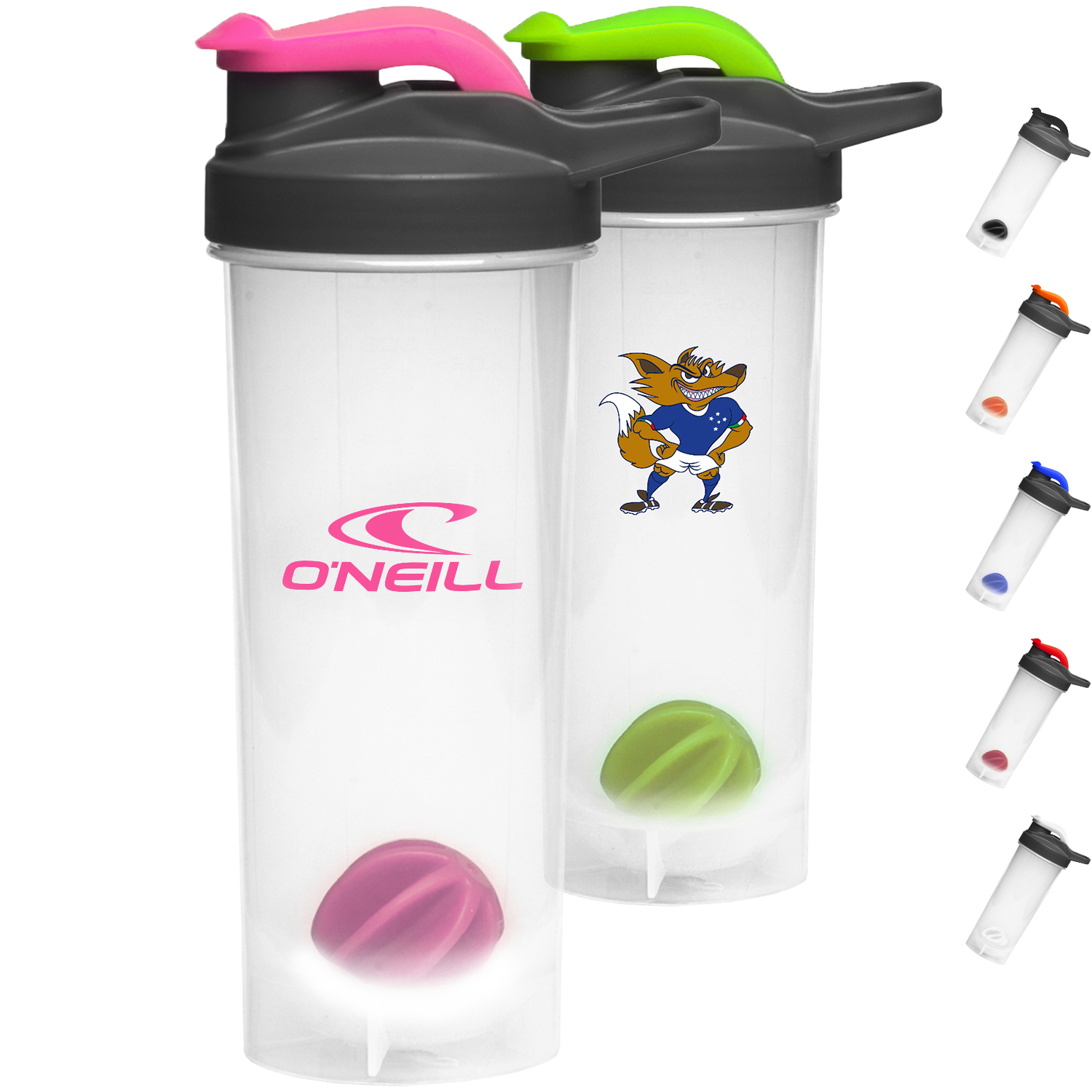 Gym Water Bottles - 24 oz. Shaker Bottle w/ Mixer & Handle 3