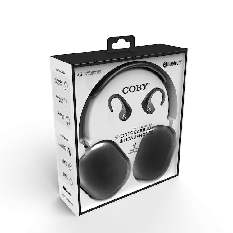 COBY Sports Earbuds & Headphones Combo Pack - Black 1