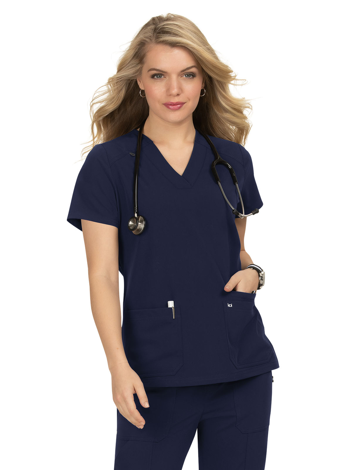 koi - Next Gen - Women's Three-Pocket Wide V-Neck Stretch Hustle and Heart Top 11