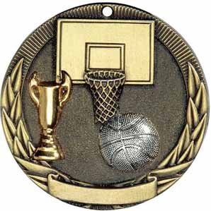 Basketball Tri-Colored Medal 2" 2