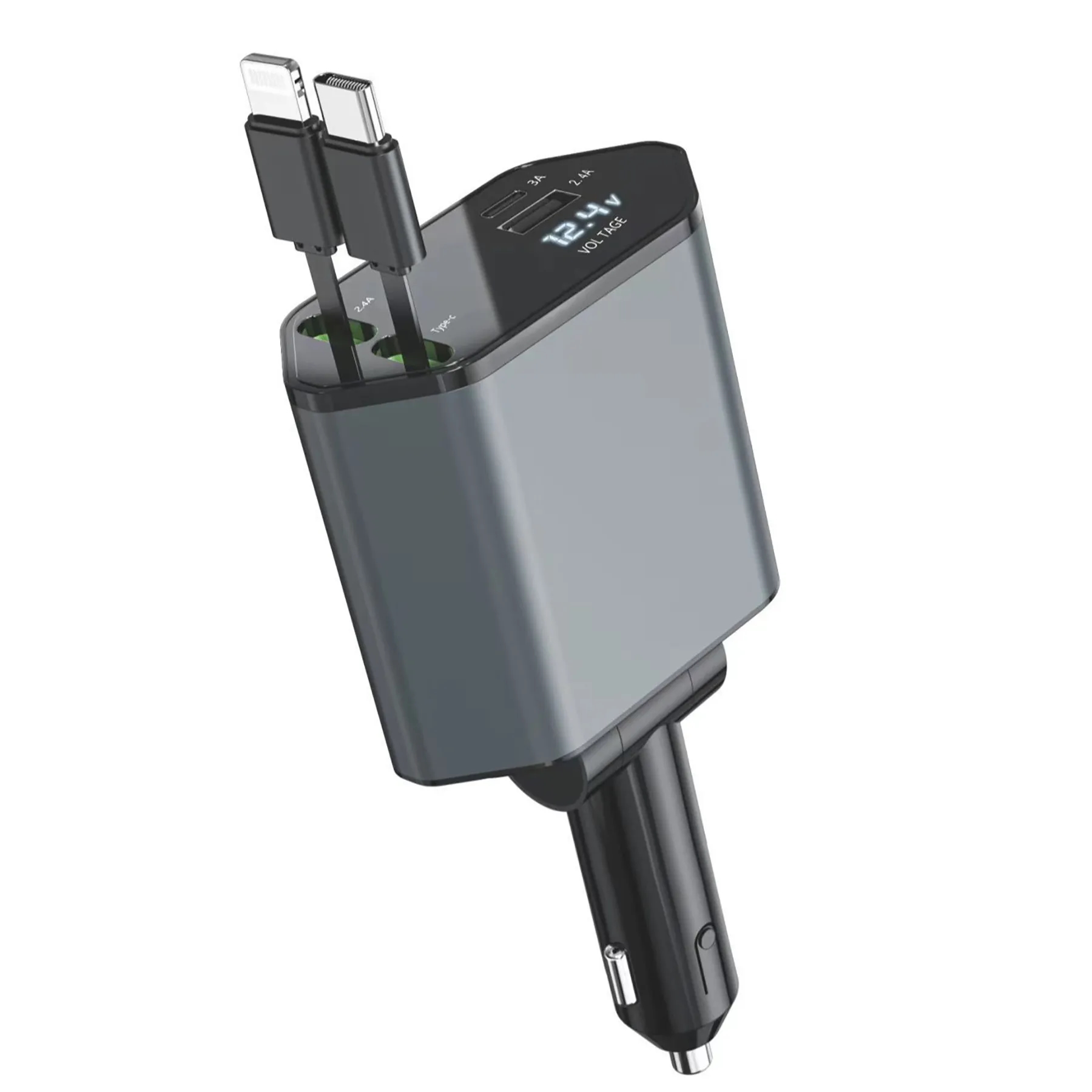 Retractable 4 in1 car fast chargerwith 100W 4