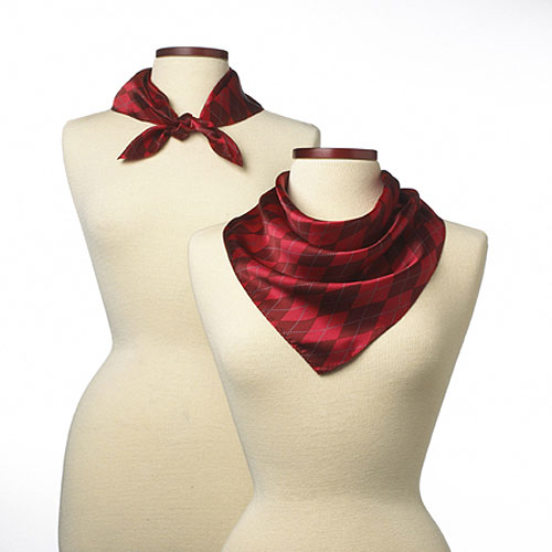 Maroon Argyle Silk Scarf (21"x21") 2