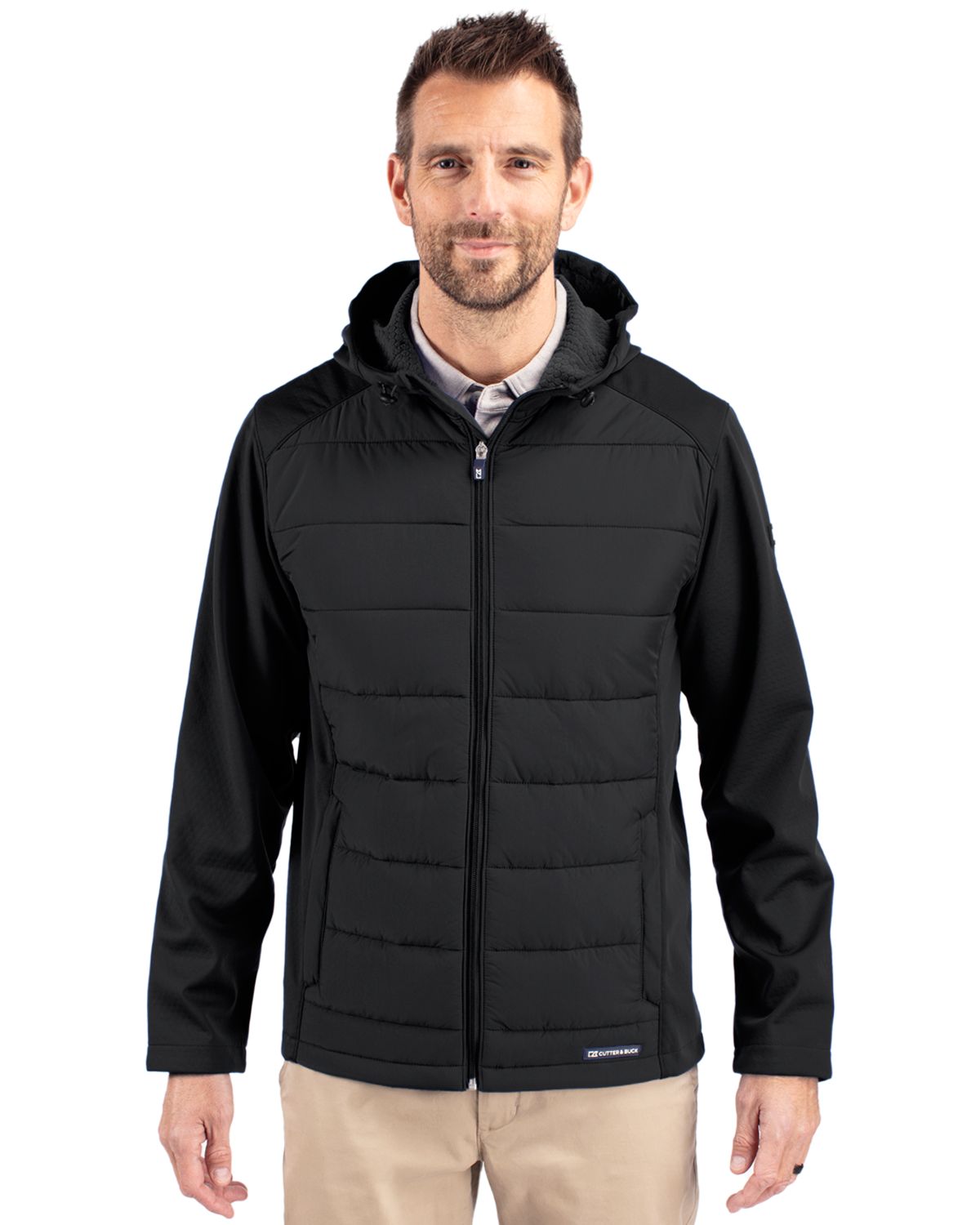 Cutter & Buck Evoke Epic Versatility Recycled Hybrid Softshell Mens Big & Tall Full Zip Hooded Jacket Big & Tall 7