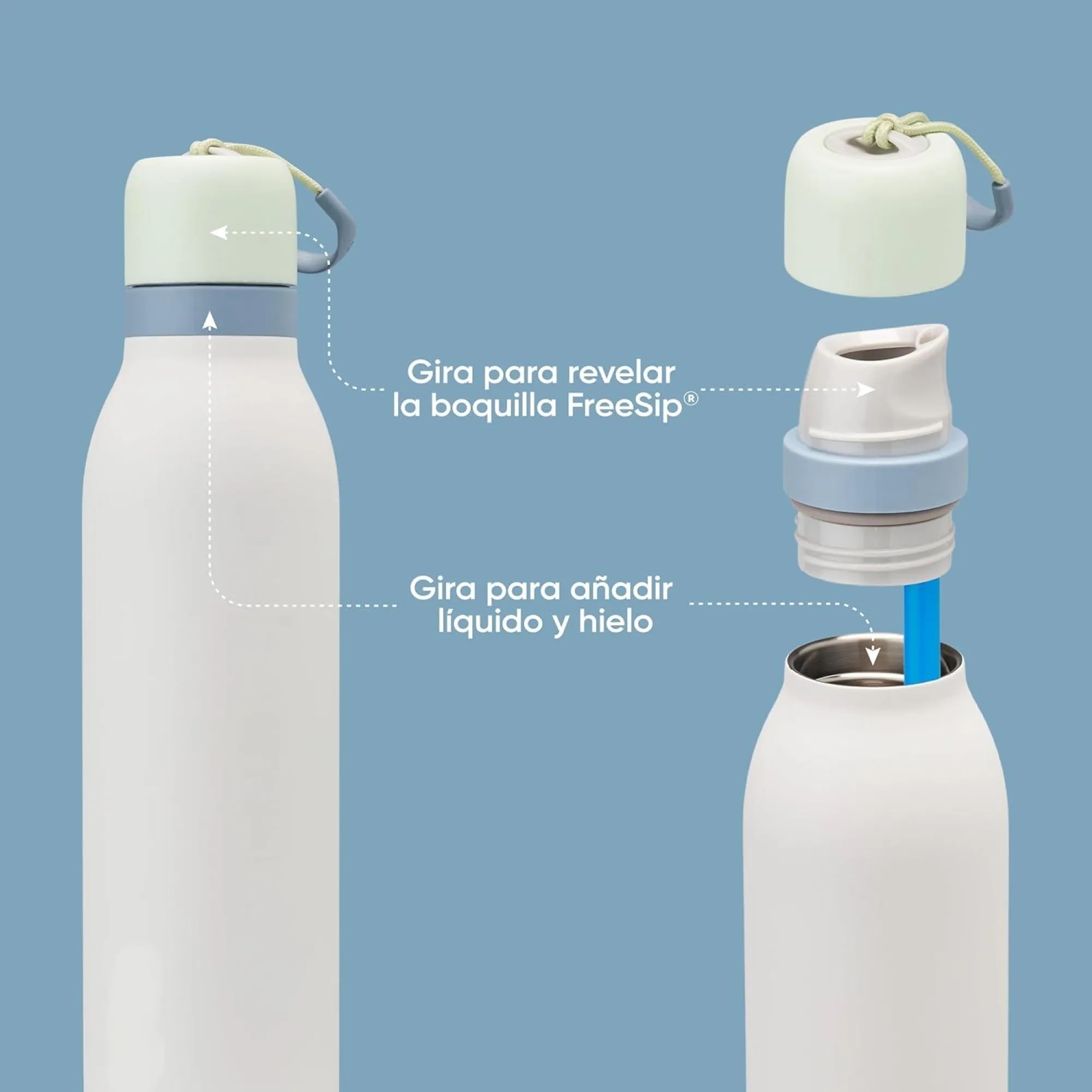 24oz Double Drink Spout Thermos Mug With Straw 2