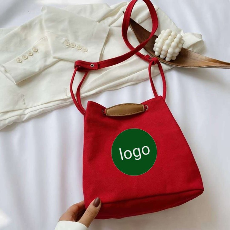 2-in-1 Canvas Crossbody Bag Shoulder Handbag Bucket Bag 4