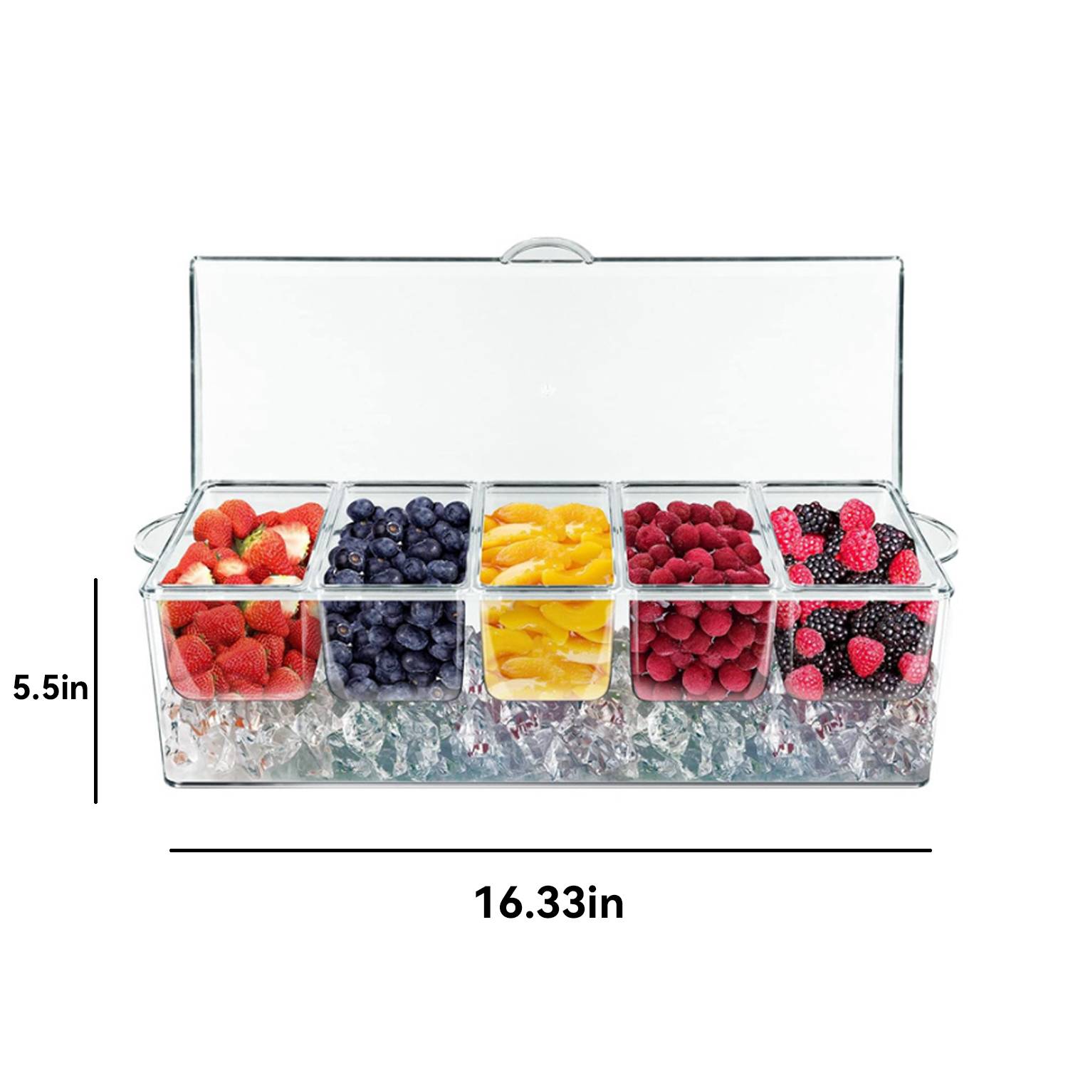5-Compartment Clear Chilled Condiment Server w/ Lid 3