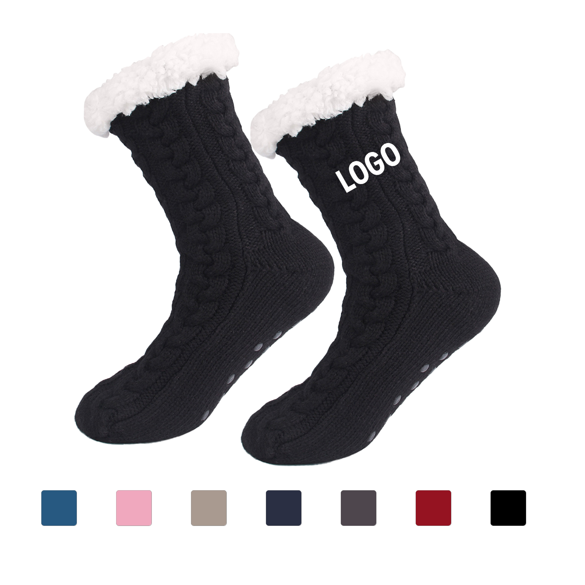 Fleece Lined Knit Home Socks 2