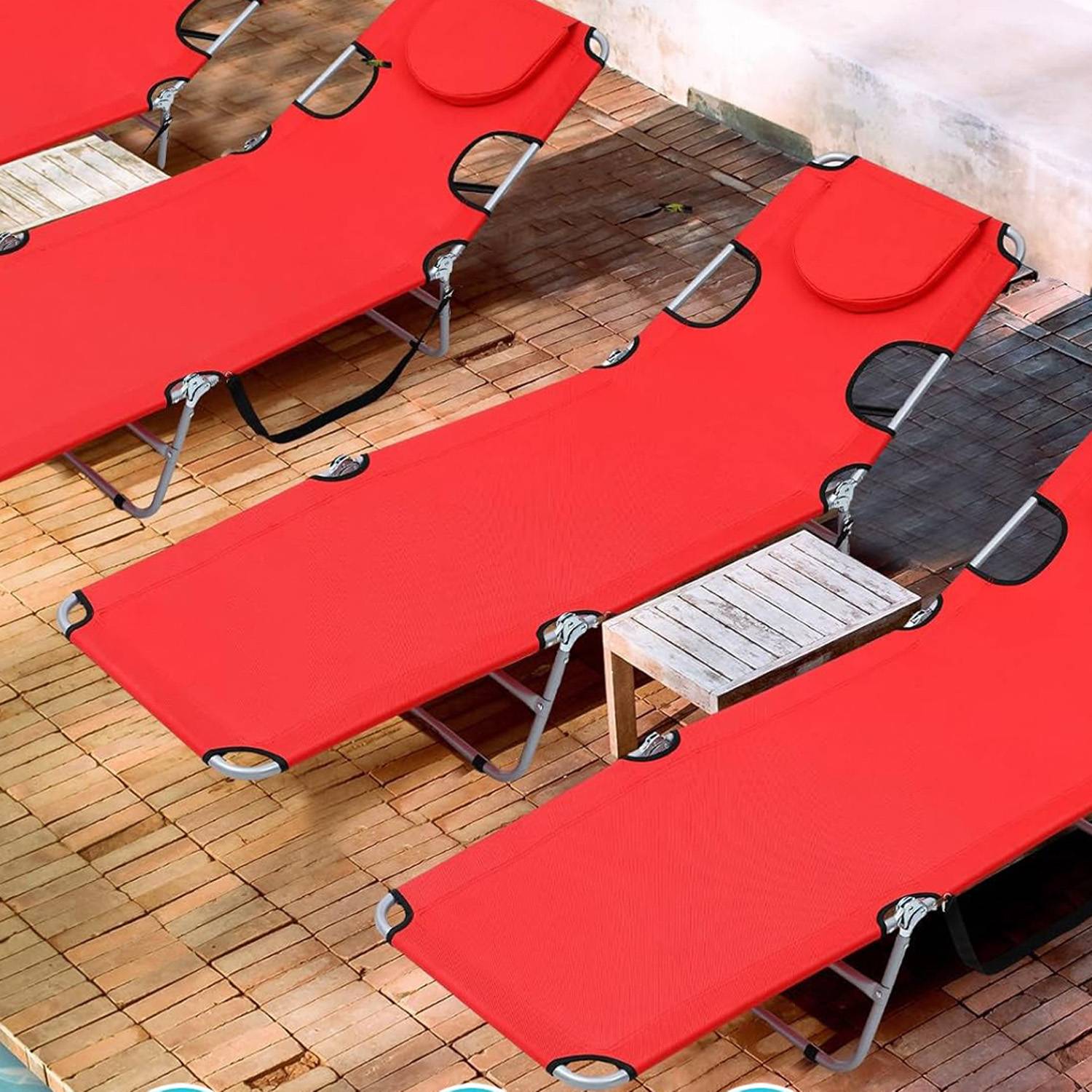 Detachable Tanning Pillow Folding Beach Lounge Chair 6