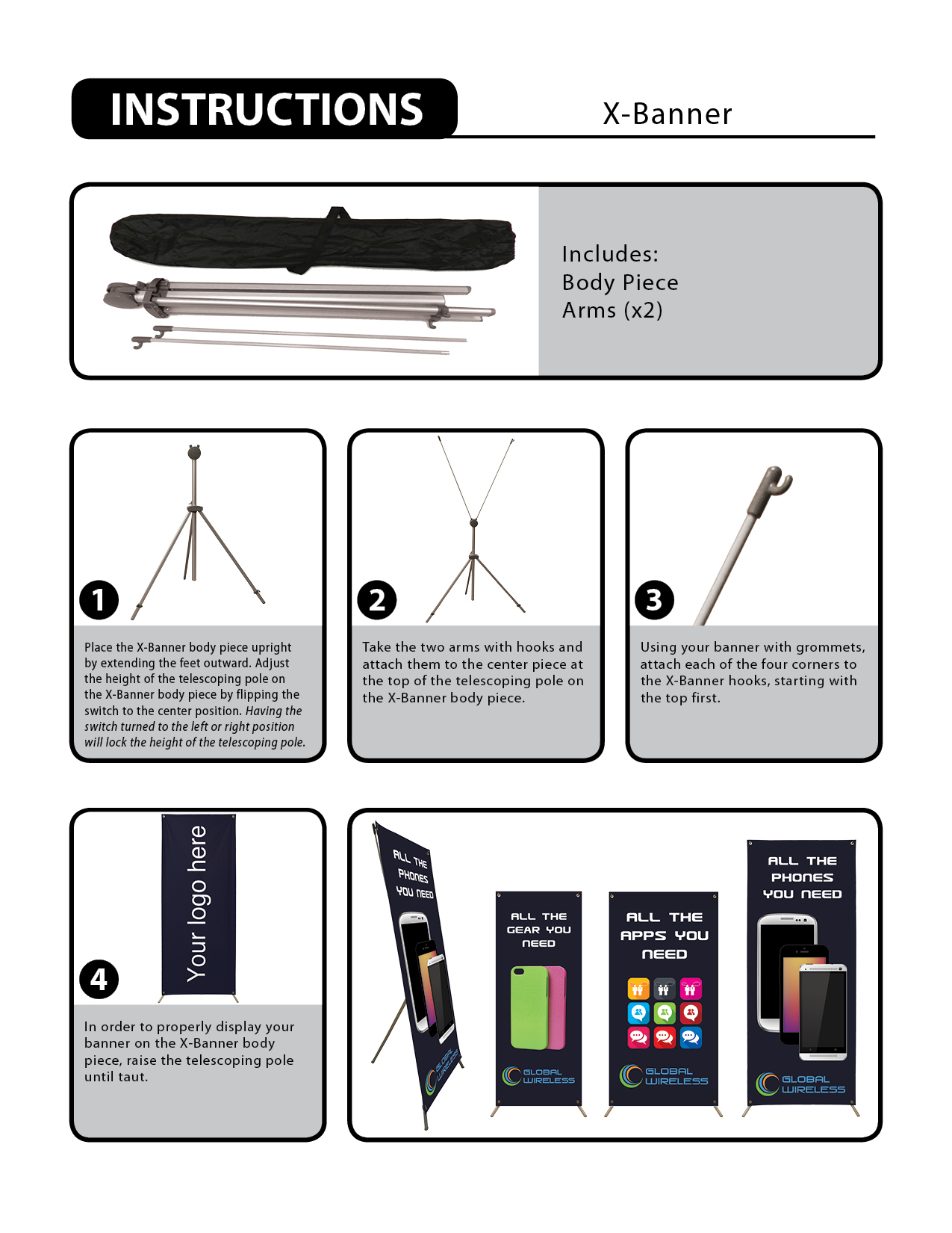 30.5" x 74" X-Banner Kit 6