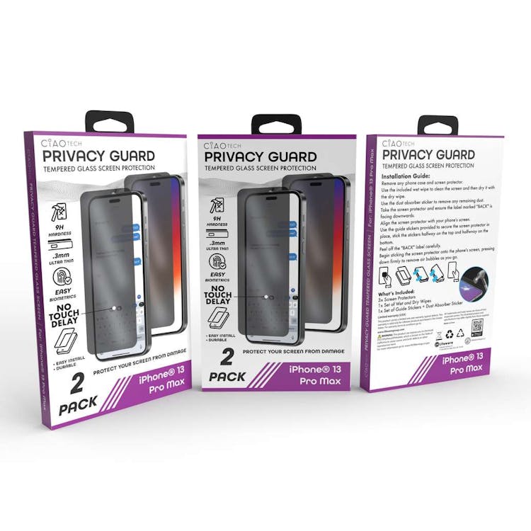 Iphone 13 Pro Max Glass Privacy Screen Protector 2pk 2